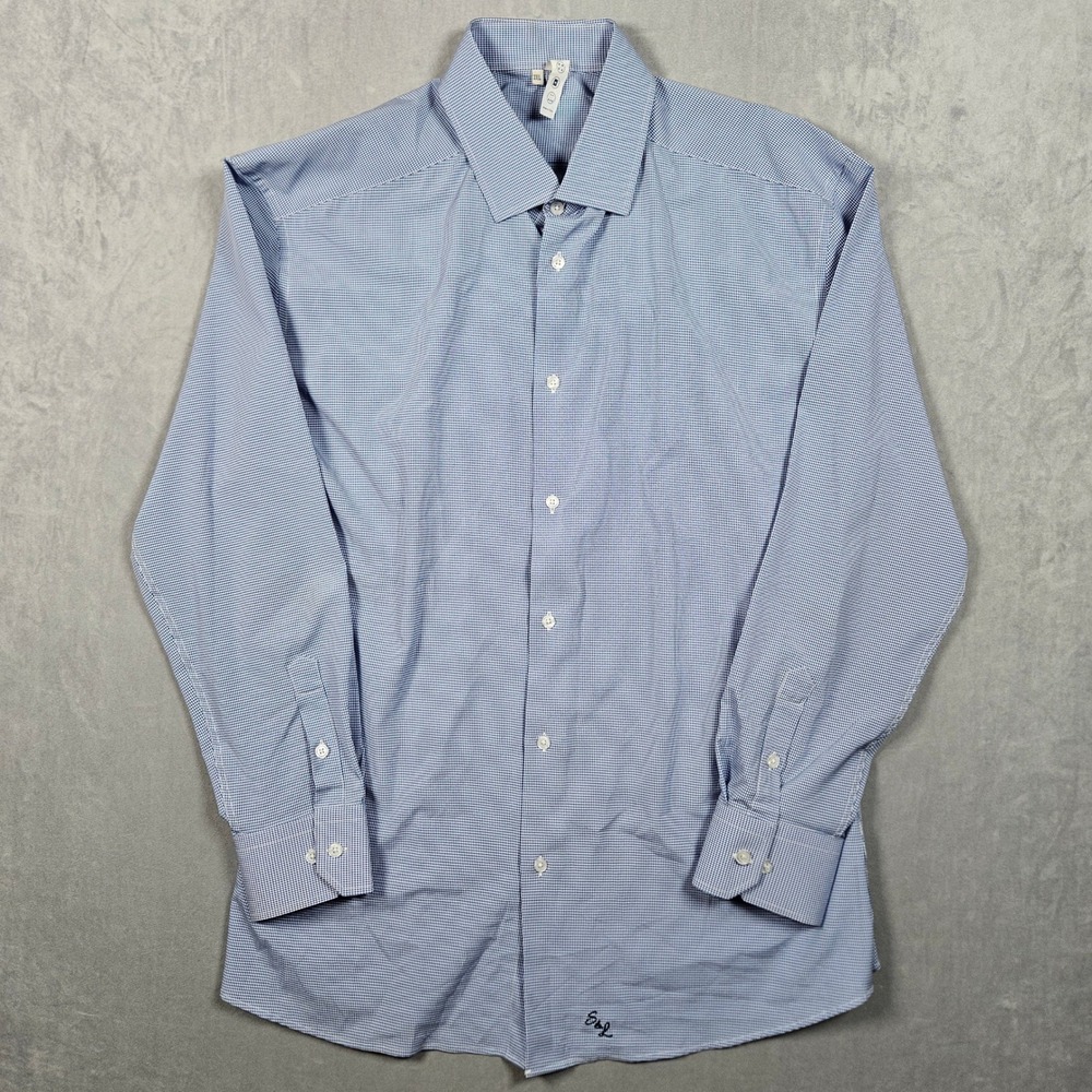 State and Liberty Button Down Shirt Mens 3XL Blue Check Performance Stretch